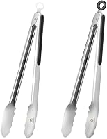 ZOLOTI 12" Stainless Steel Grill Tongs 2-Pack with Built-in Bottle Opener, Heat-Resistant Silicone Grips for BBQ, Camping & Kitchen