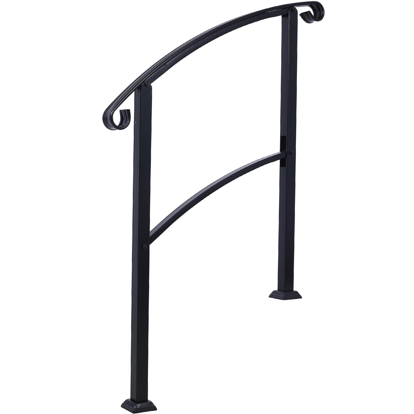 Rambarde d'escalier en acier noir 139,7 cm | Main courante réglable pour porche de 1 à 3 marches