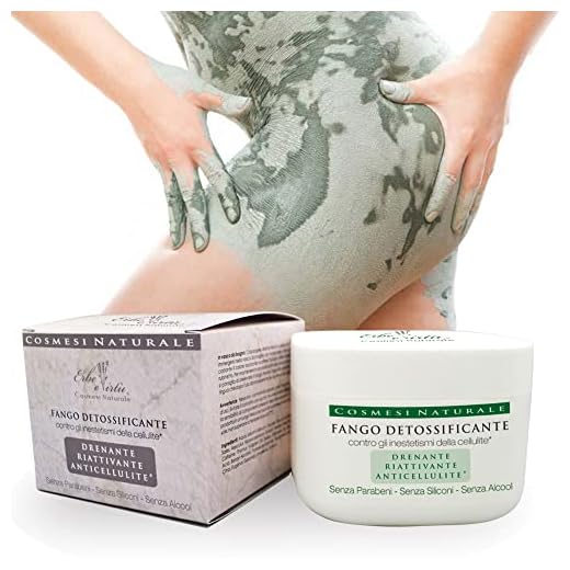 Fango 500gr Anticellulite Drenante Riducente Mix di Fitoestratti Favorisce il microcircolo cutaneo combatte l'effetto buccia d'arancia Azione antiacne depurativa utilizzabile anche in vasca da bagno