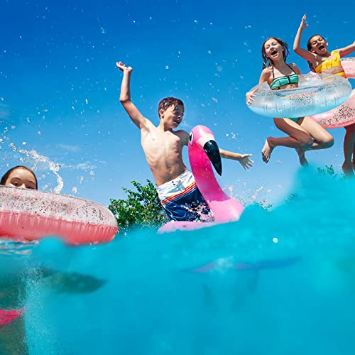 6 Pcs Inflatable Pool Float Tube Transparent Swimming Ring With Colorful Glitters Pool Floats Kids Adults Inflatable Flotation Transparent Inflatable Inner Tube For Swimming Pool, Beach #TOP4