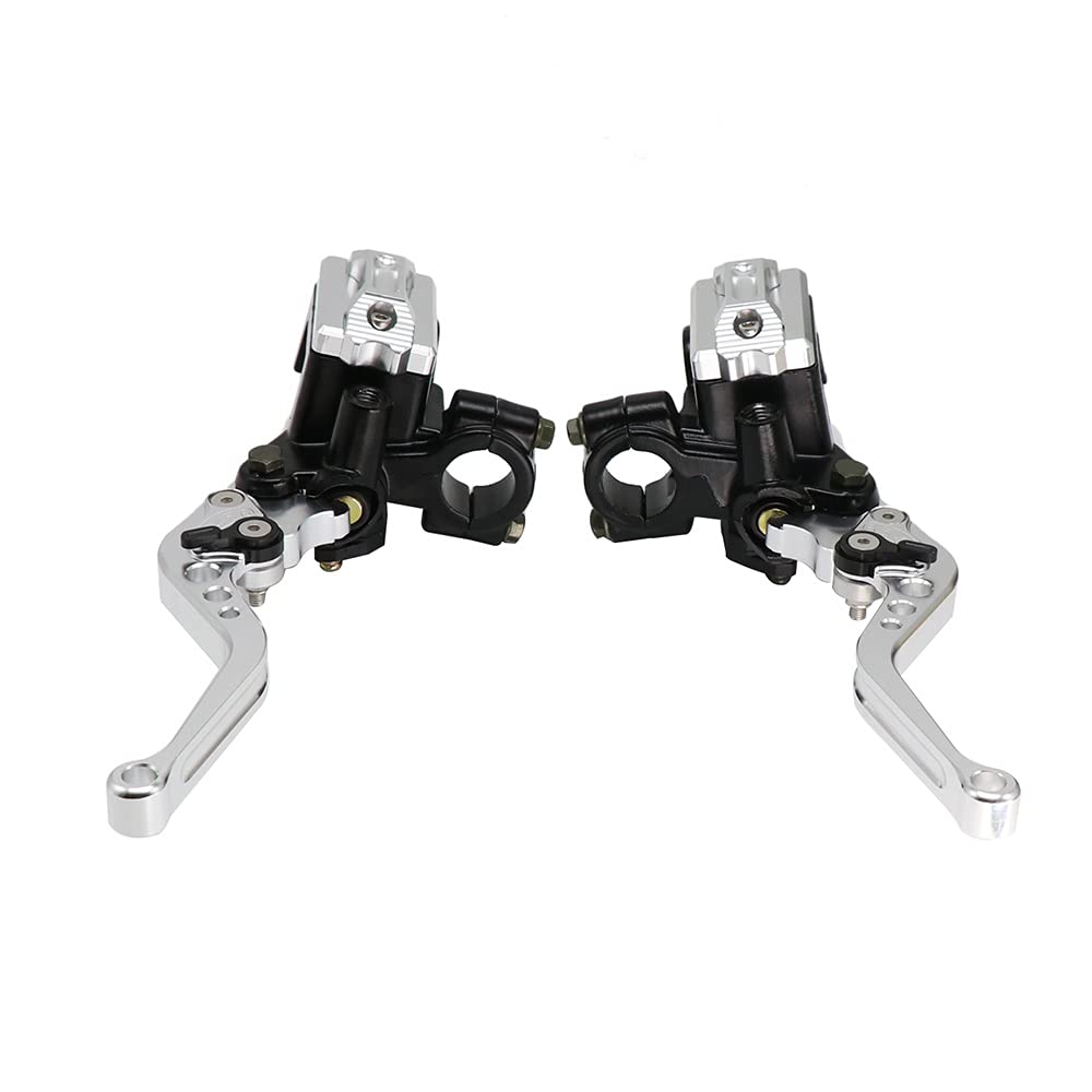 LUOKEKE Brake Clutch Levers Aluminum Adjustment Motorcycle Cylinder Lever Hydraulic Brake Pump Clutch Handle Handlebar(Silver)