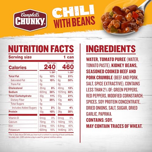 Image of Campbell's Chunky Chili With Beans, 16.5 oz Can (Pack of 2)