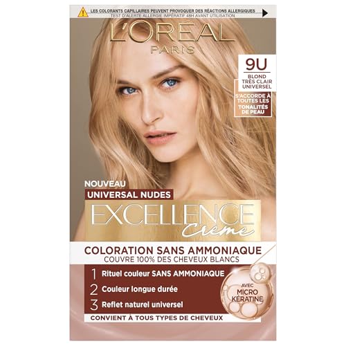 L’ORÉAL PARIS - Coloration Cheveux Permanente - Longue Durée - Résultat Naturel & Lumineux -Couvre 100% des Cheveux Blancs - Excellence Crème Universal...