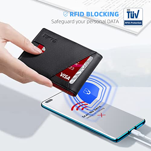 Image of Zitahli Slim Wallet for Men,RFID Blocking Leather Bifold with Money Clip | Minimalist Front Pocket Design, Holds 12 Cards, RFID Protection, Gifts for Men on Birthdays, Father's Day, and Christmas