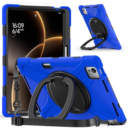 MNBVCCS Funda for Xiaomi Pad 7 Ultra de 14 Pulgadas (2025), Resistente a Prueba Golpes, con Soporte Giratorio 360 ​​Grados y Correa for el Hombro Antiarañazos(BLU)