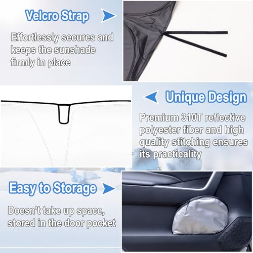 Windshield Sun Shade for 2018-2022 Honda Accord, 310T Thick Polyester Full Coverage Sun Visor, Foldable Heat Block UV Protection by RAVOTOM - Image 7