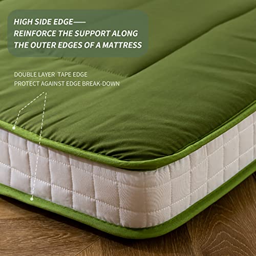 MAXYOYO King Futon Mattress Foam Mattress Topper, Japanese Floor Mattress Foldable Mattress Futon Mattress Pad Guest Mattress, Extra Thick Folding Floor Couch for Adults, Green King Size by MAXYOYO - Image 7