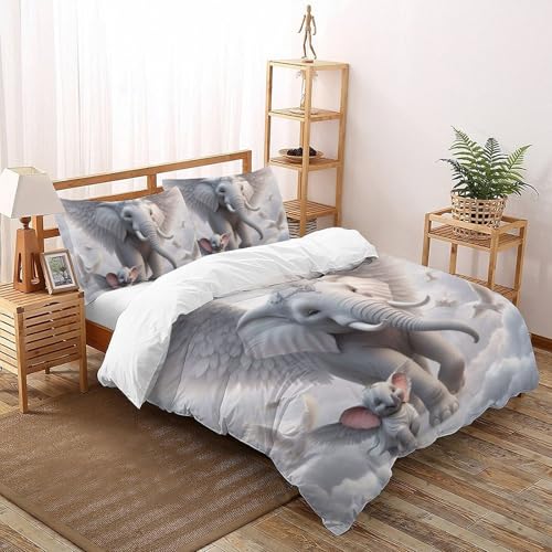 Housse de couette double microfibres 200x200cm imprimé animaux 3D