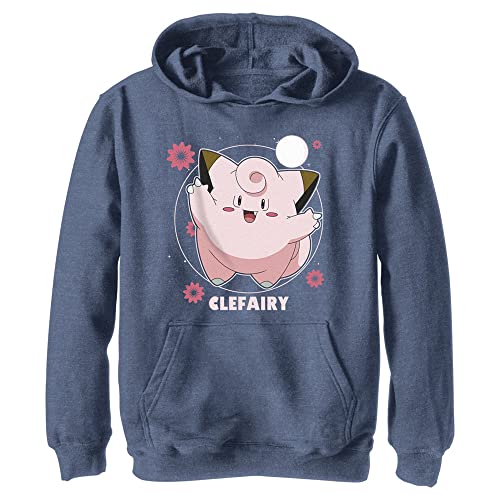 Pokemon Sudadera con capucha Clefairy Fairy Dance para niños, Azul marino Heather, Large