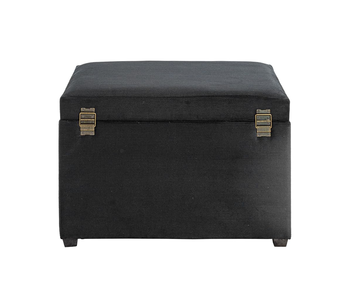 HAKU Sitztruhe schwarz, MDF, Textilgewebe Cord - Maße: B 58 cm x H 42 cm x T 39 cm, Style: Modern