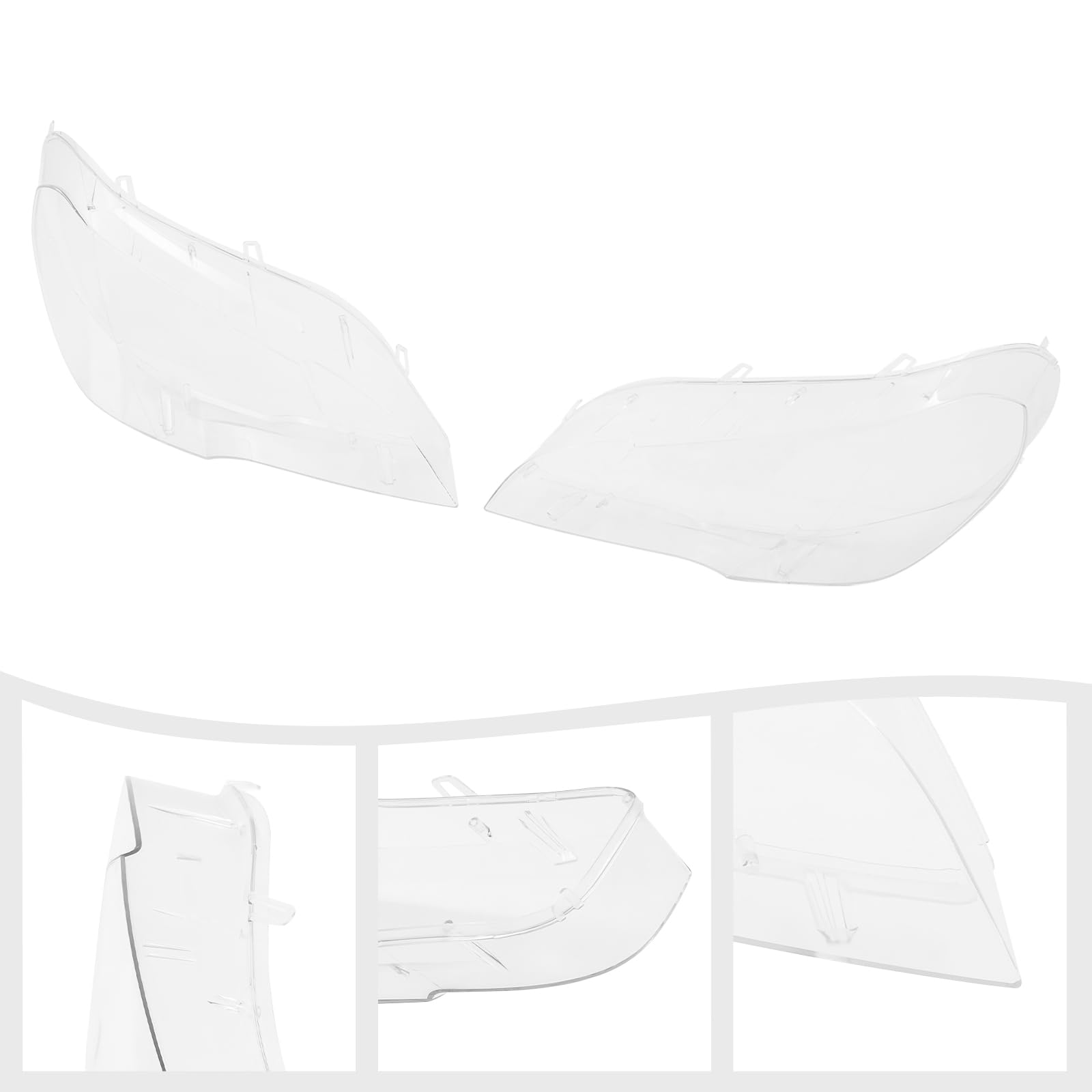 Juego de difusores de cristal para faros delanteros izquierdo y derecho, para faros delanteros transparentes, aptos para E7 Touring 2001 – 2010 (E7)