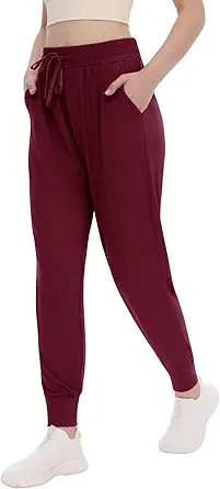 TNNZEET Women's Joggers with Pockets - High Waisted Sweatpants Tapered Leg Drawstring Lightweight Athletic Pants