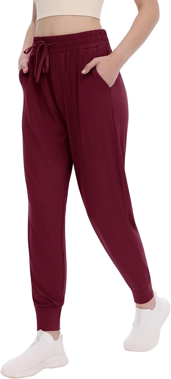 TNNZEET Women's Joggers with Pockets - High Waisted Sweatpants Tapered Leg Drawstring Lightweight Athletic Pants