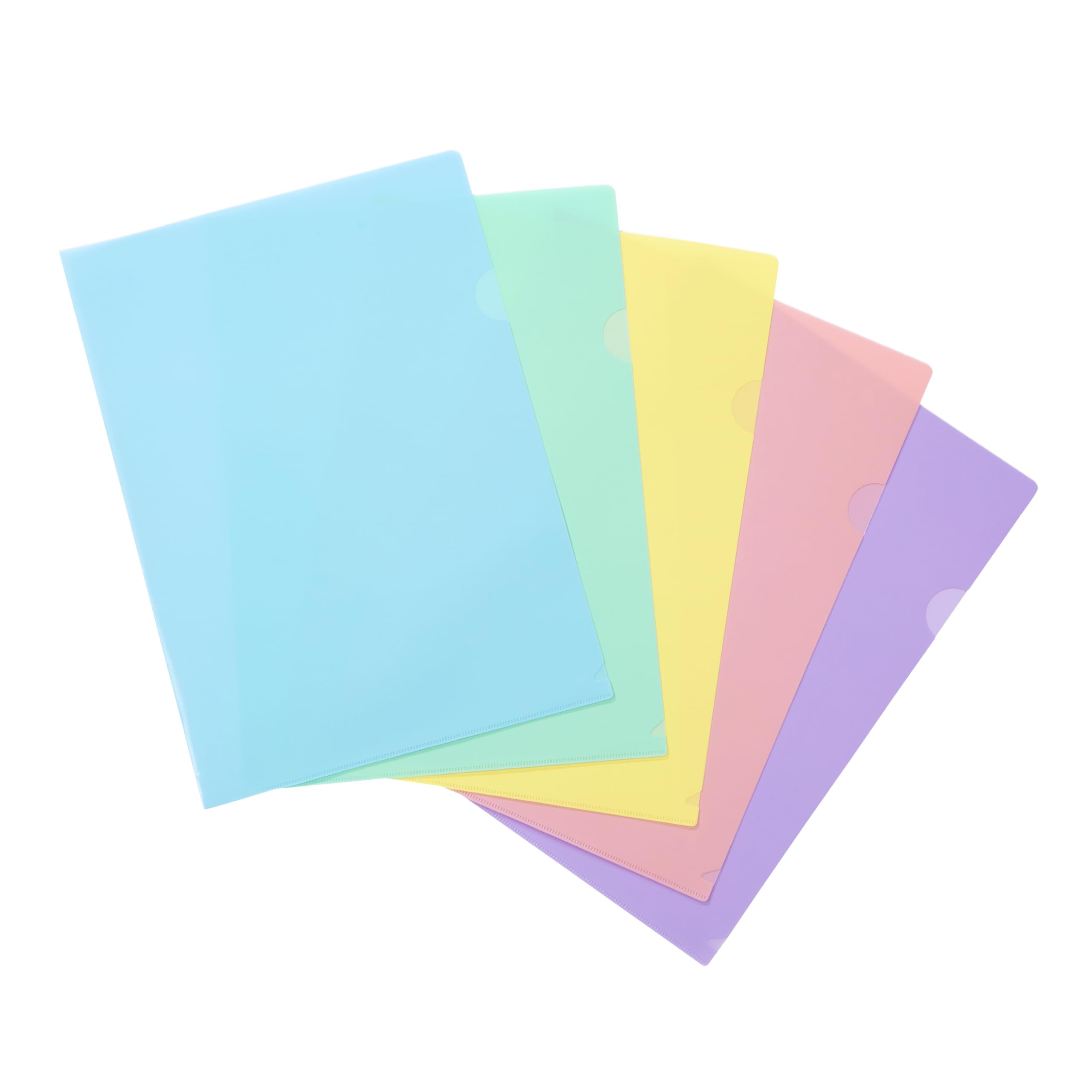 VIQUEL - Pack of 10 Rainbow Pastel 13/100th Polypropylene Corner Pockets - Pack of 10 A4 Storage Pockets - Assorted Colours