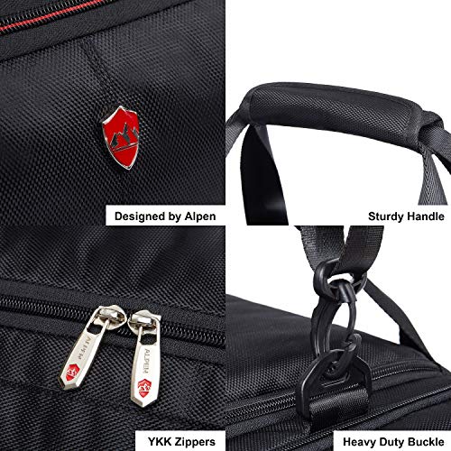 Alpen Swiss Cervino Duffel - Water Resistant Durable 1680D Carry On Travel Duffel Bag Gym Sports Bag with Shoes Compartment - 10.5 Gallons - 40 Liters - Black Exclusive
