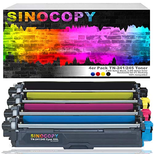 4 SinoCopy XXL Toner für Brother TN-241 TN-245 DCP-9020 CDW HL-3140 3150 3170 CW CDN CDW MFC-9130 9140 9330 TN241 TN245 Cover