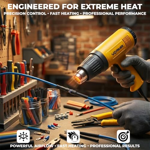 Image of VORMIR VR HG16-65 Hot Air Tool 1600W, 400C-650C Temperature Range, 300-550L /min Air Flow Heat Gun for DIY & Repair Work - 12 Months Warranty