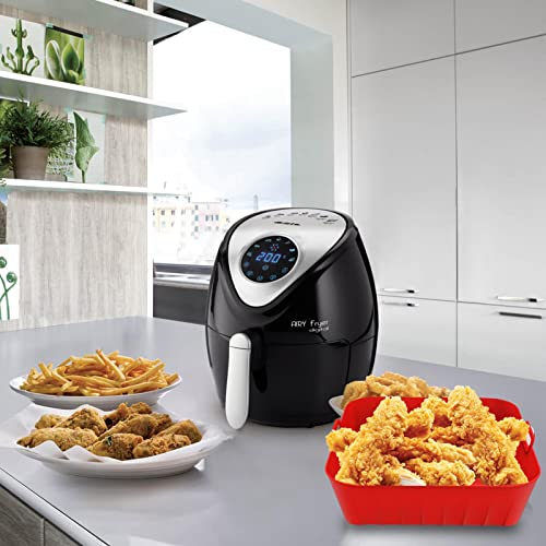 Siliconen Airfryer Liners - Airfryer Siliconen Liners Vierkant,Herbruikbare Airfryer Siliconen Pot met Handvat, Hittebestendige Non-stick Mand Airfryer Oven Accessoires - Afbeelding 4
