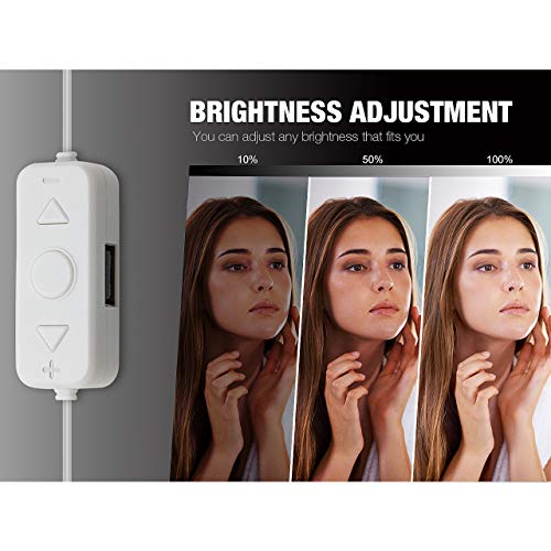 Vanity Mirror Lights Kit,LED Lights for Mirror with Dimmer and USB Phone Charger,LED Makeup Mirror Lights Kit Hollywood Style Lighting Fixture Strip 6500k for Bathroom Dressing Room Vanity Table