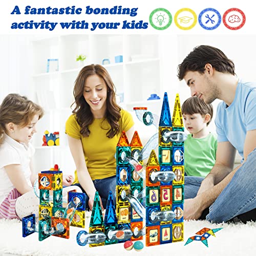 Jade Hare Magnet Tiles Construction Set, 168Pcs Magnetic Tiles Kids Toys Stem Magnet Toys For Toddler Magnetic Block, Educational Building Toys For Boys Girls 3+ Birthday Gifts, Christmas Toy #TOP3