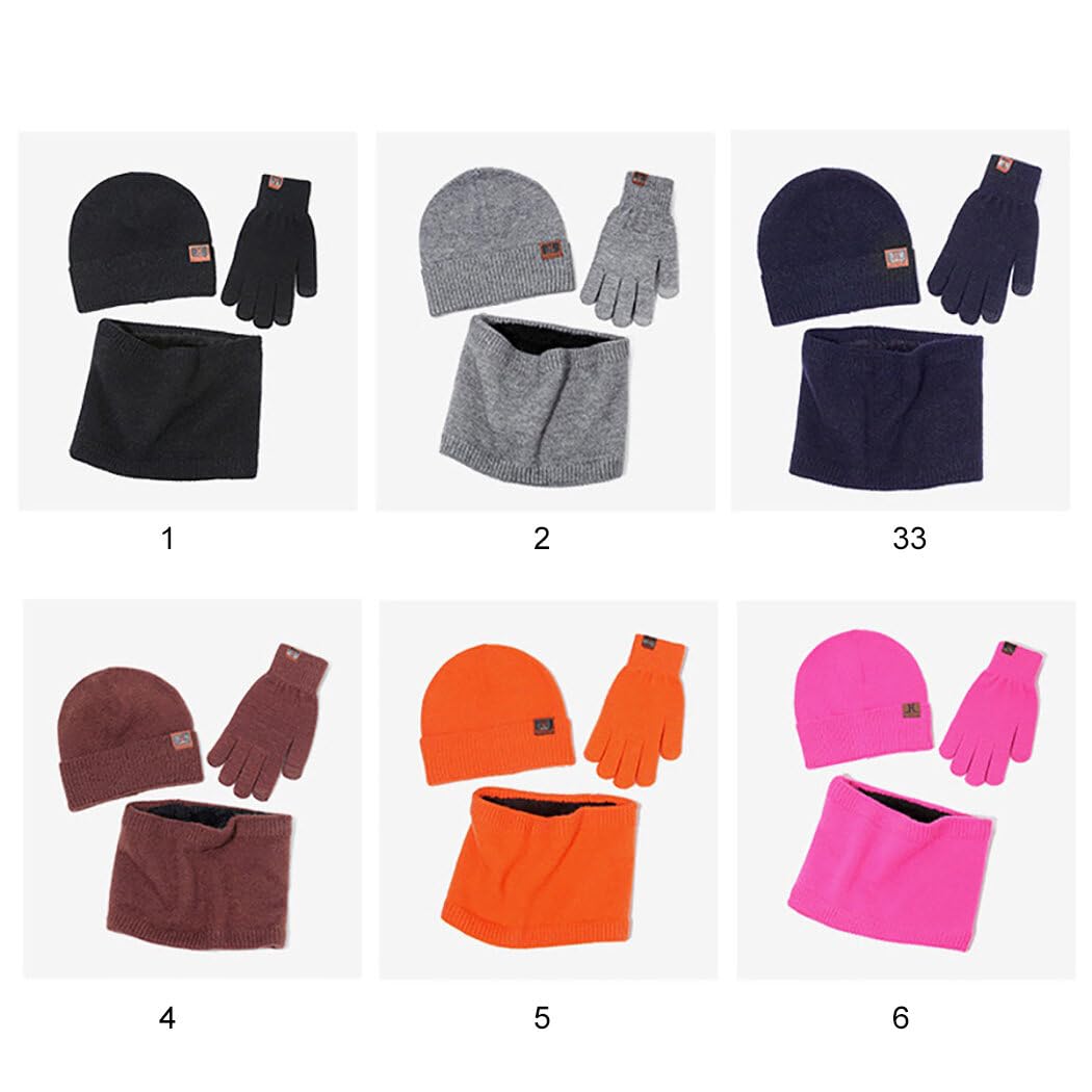 Thermal Unisex Rippstrickmütze, klassischer Loop-Schal und Handschuhe Set