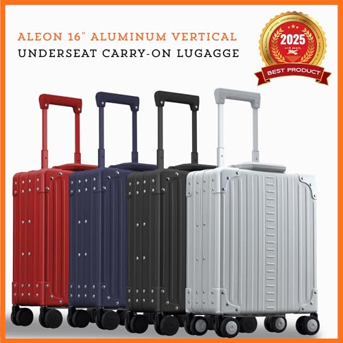 Aleon 16” Aluminum Vertical Underseat Carry-On Luggage - Luxury Business Briefcase with Wheels - Hardshell Suitcase for Airplane Travel (Ruby)4