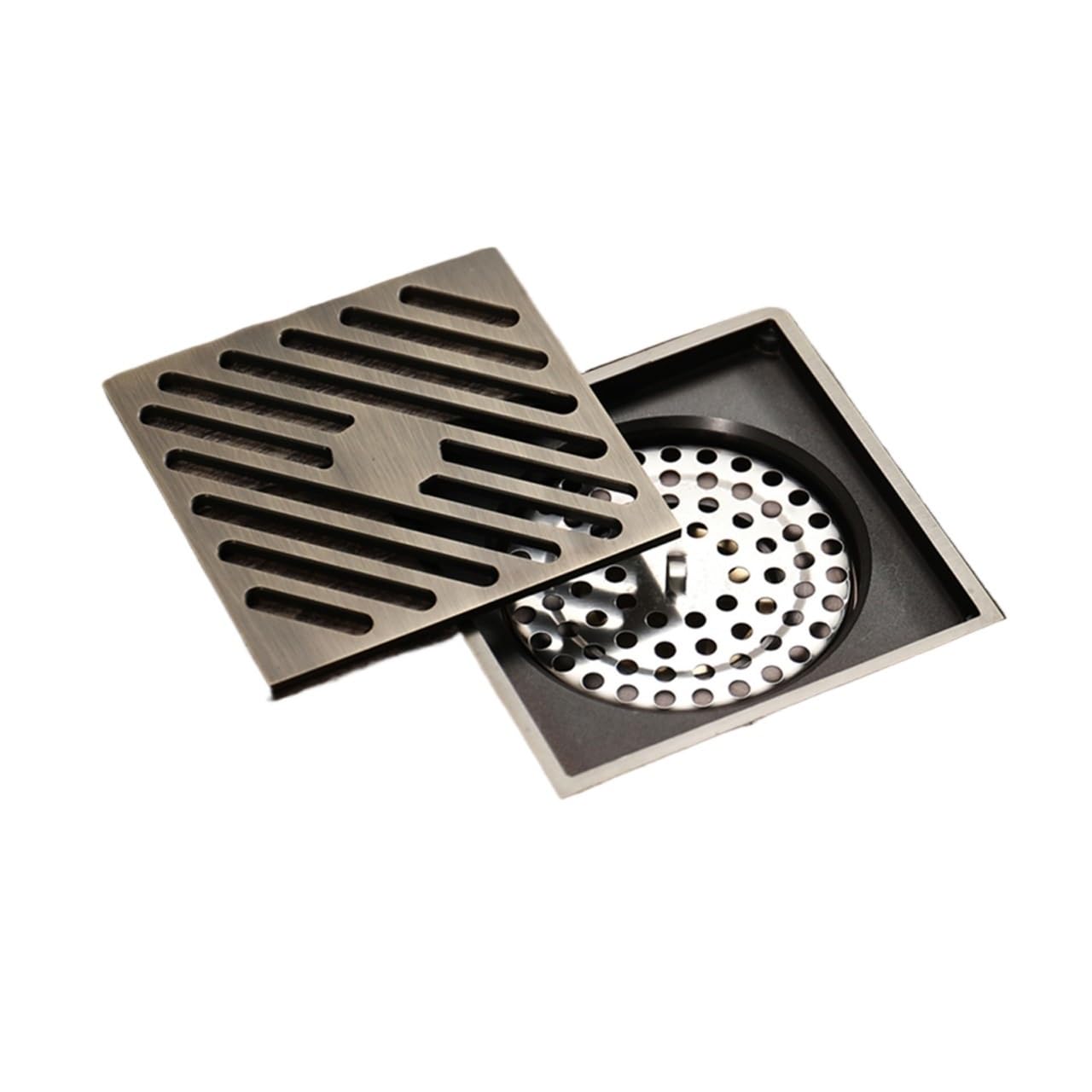 Drenaje de Ducha, Desague Ducha Cuarto de baño Drenaje 10 cm Antiguo Bronce Ducha Cepillado 4 Pulgadas Gravedad Flushing Balcón Baño(3)