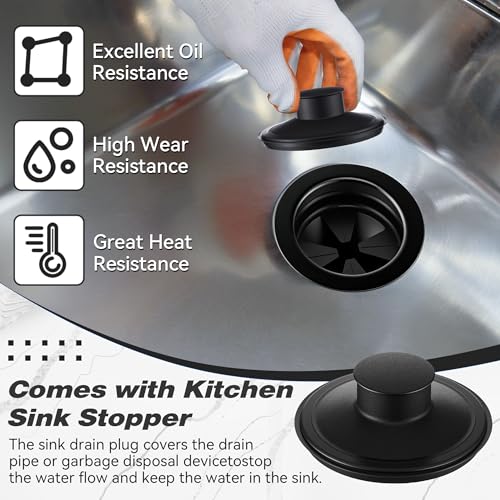 Image of Garbage Disposal Flange Kit, Fit 3 1 /2 inch Sink Drain Hole, Black