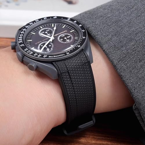 Image of Silicone Rubber Bands for Omega X Swatch Moonswatch Watch Strap 20mm Curved End Weave Style Premium Silicone Rubber Replacement Strap Women Men,for Omega Swatch Moonswatch Speedmaster