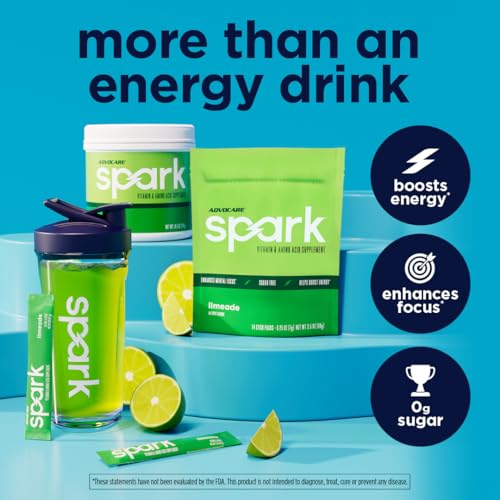 Image of AdvoCare Spark - Energy Drink Mix - Vitamin & Amino Acid Supplement - Supports Energy & Focus - Portable Immune Support - Sugar-Free - Limeade (10.5 oz)