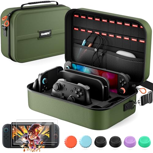 Image of COOWPS Switch 2 Case Bundle for Nintendo Switch 2, with 2-Pack Screen Protector, 6Pcs Thumb Grips, 20 Game Card Slots, Portable Travel Full Protection All In One Storage Case for Switch 2 Accessories