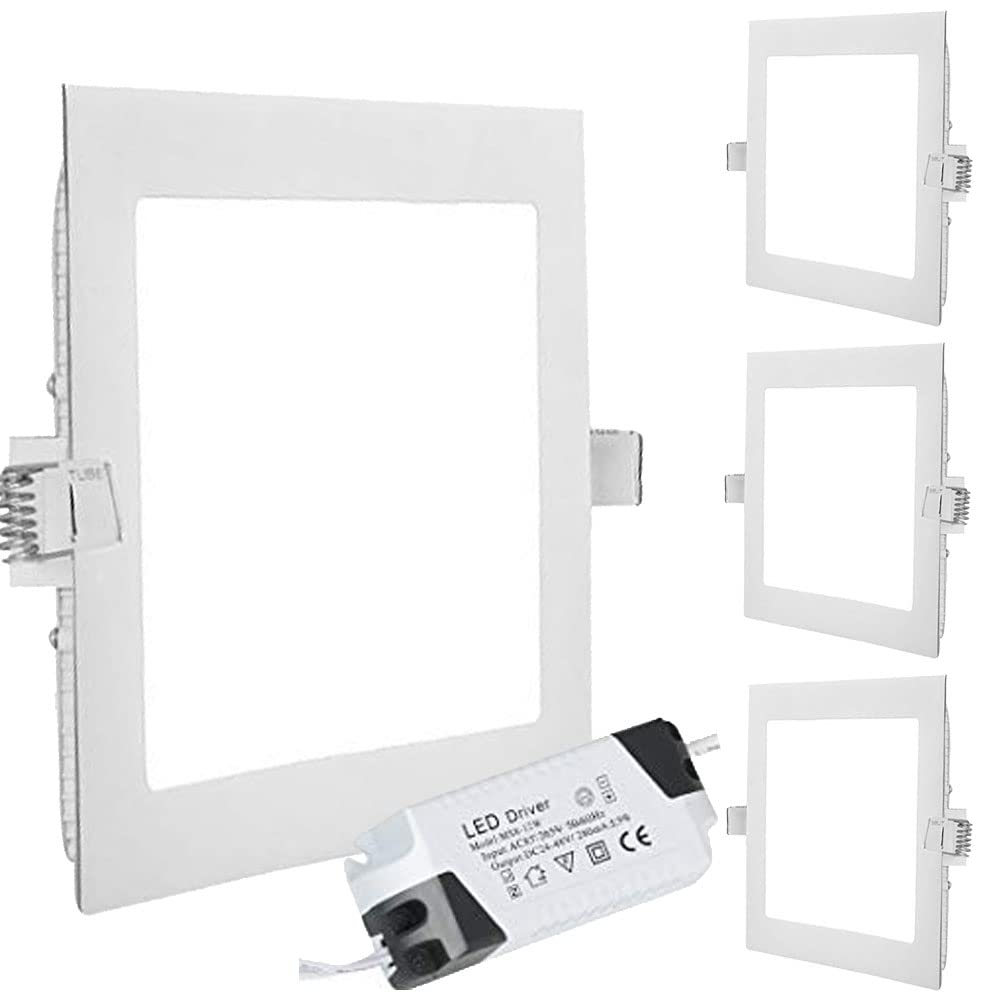 Auctionzltd 5X 18W LED Square Recessed Ceiling Flat Panel Down Light Ultra Slim Lamp Cool White 6500K 240V Panels