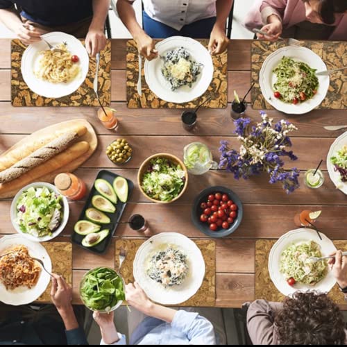 Cork Table Placemats: Set Of 4 Rectangle-17X12 Smoked Gray Cork Placemats: Can Be Used As Farmhouse Placemats, Rustic Placemats, Boho Placemats, Dining Table Mats,Sustainable Products #TOP7