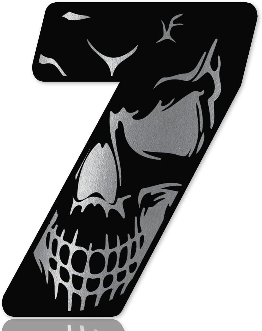 SkinoEu Race Number Car Moto Vinyl Sticker Skull Black Silver Sticker Skull Motorcycle Motocross Motorsport Racing Number Tuning 7 N 257