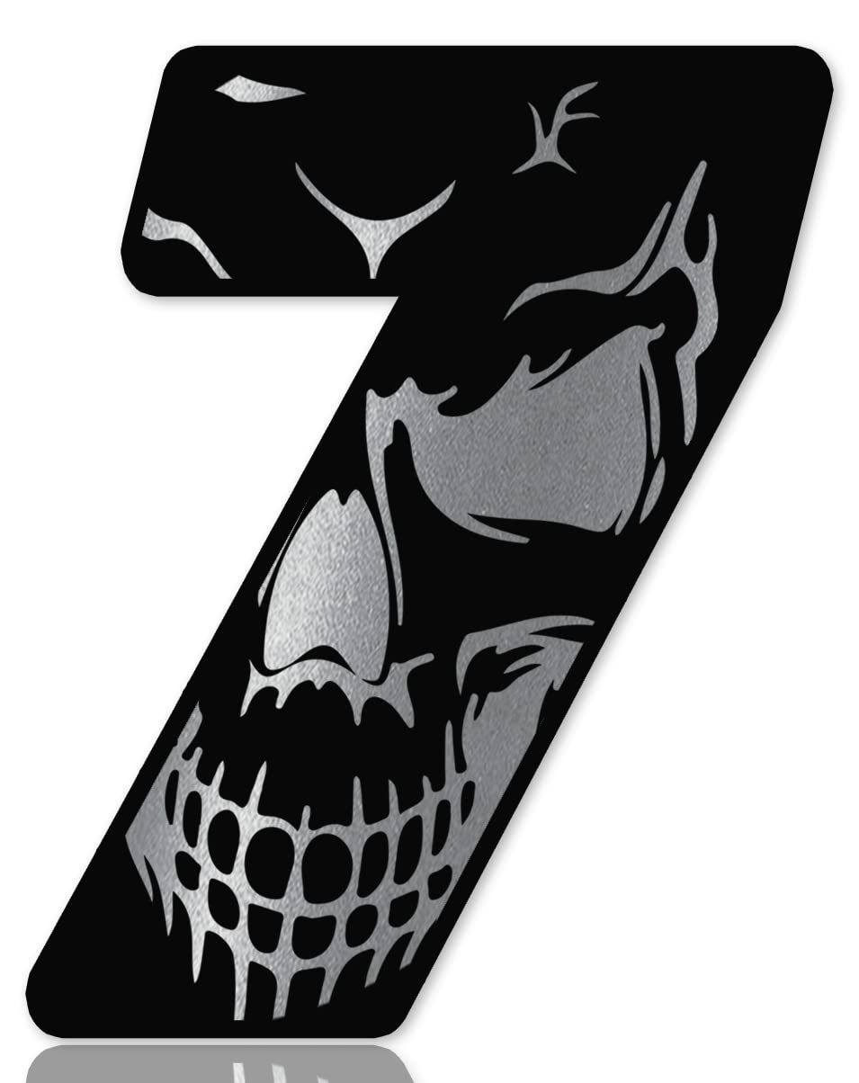 SkinoEu Race Number Car Moto Vinyl Sticker Skull Black Silver Sticker Skull Motorcycle Motocross Motorsport Racing Number Tuning 7 N 257