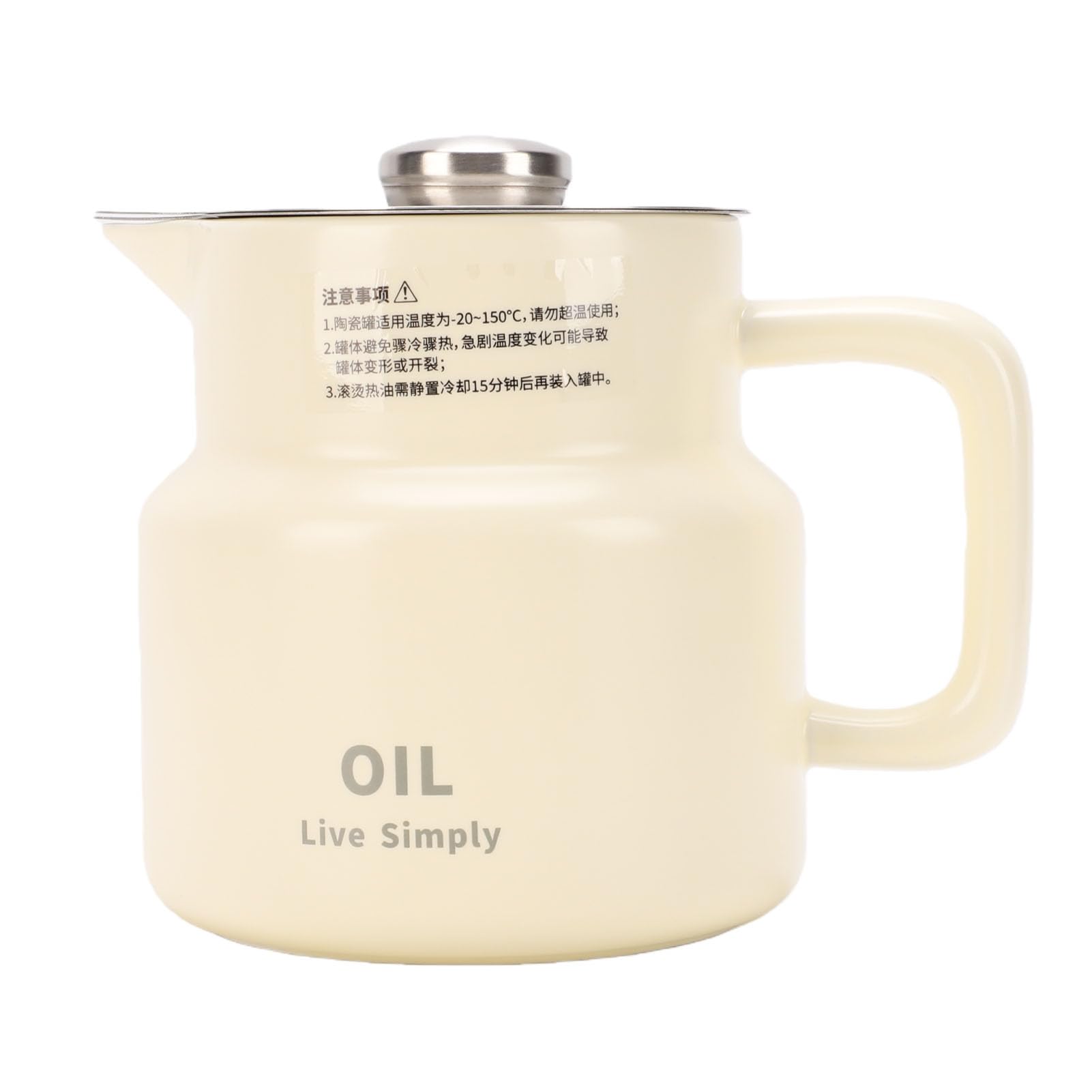 Recipiente de Grasa para Cocina, Recipiente de Almacenamiento de Aceite de Acero Inoxidable de Cerámica de 1500 Ml, de Grasa para Tocino, de con Tapa de Colador de Malla Fina Desmontable,