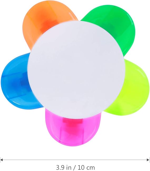 NUOLUX 5pcs Pastel Highlighters - Petals Liquid Watercolor Fluorescent Pens, Chisel Tip 5 Assorted Colors Fluorescent Pens for Office Stationery Supplies