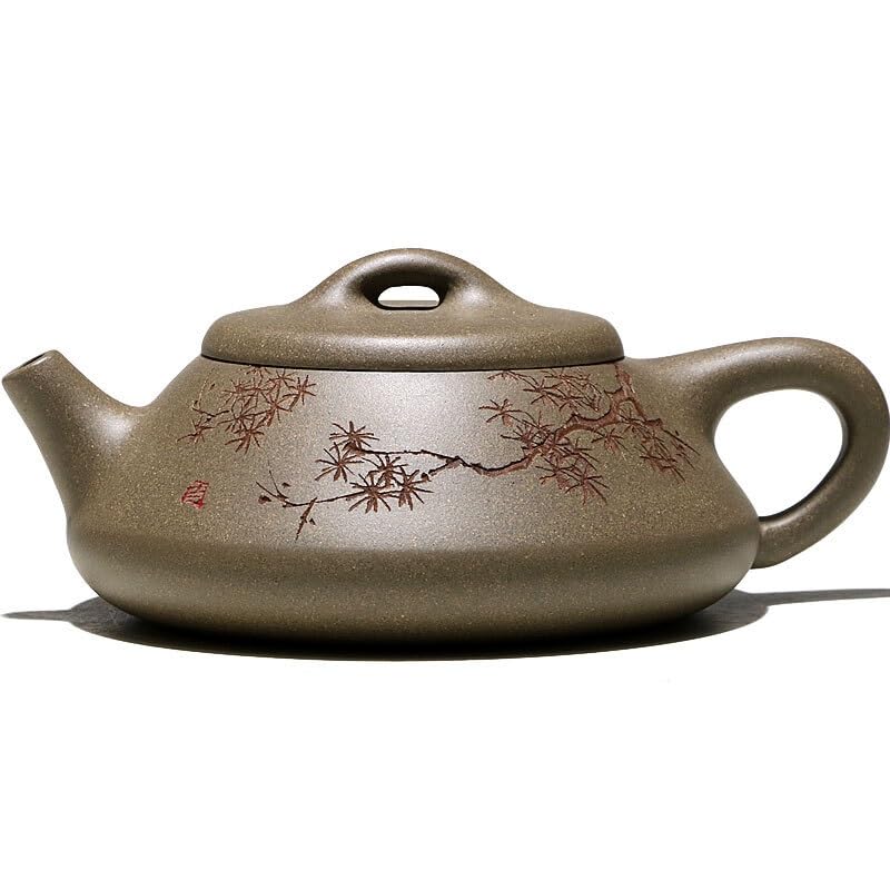 Chinesische handgeschnitzte Vintage-Keramik-Teekanne, Haushalts-Teekanne, Teeservice, Teezeremonie, tragbare Reise-Teekanne, Teekanne für losen Tee (200 ml)