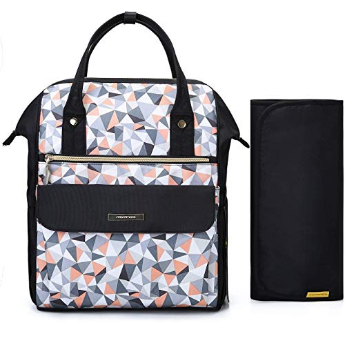 mommore Fashion Baby Diaper Backpack Travel Nappy Tote Bag Roomy Changing Backpack with Changing Pad for Baby Care, Pink