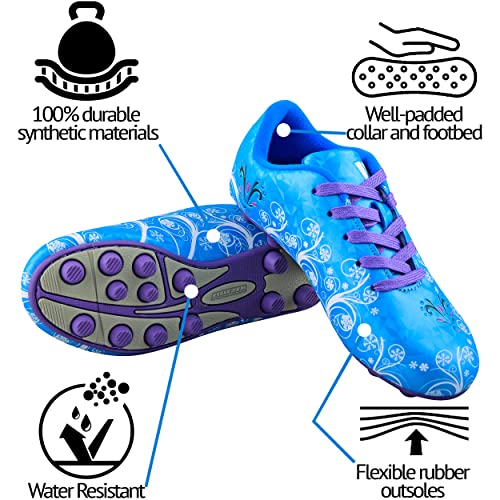 Vizari Frost Firm Ground Soccer Shoes for Youth | Graphic Football Shoes for Kids with Comfort & Padded Linings | Durable Cleats for Boys & Girls Perfect for Outdoor Play Blue/Purple4