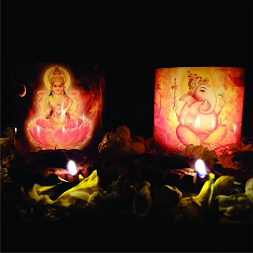 Lampe à bougie Lakshmi Ganesha coupelle blanche de décoration intérieure 4x4
