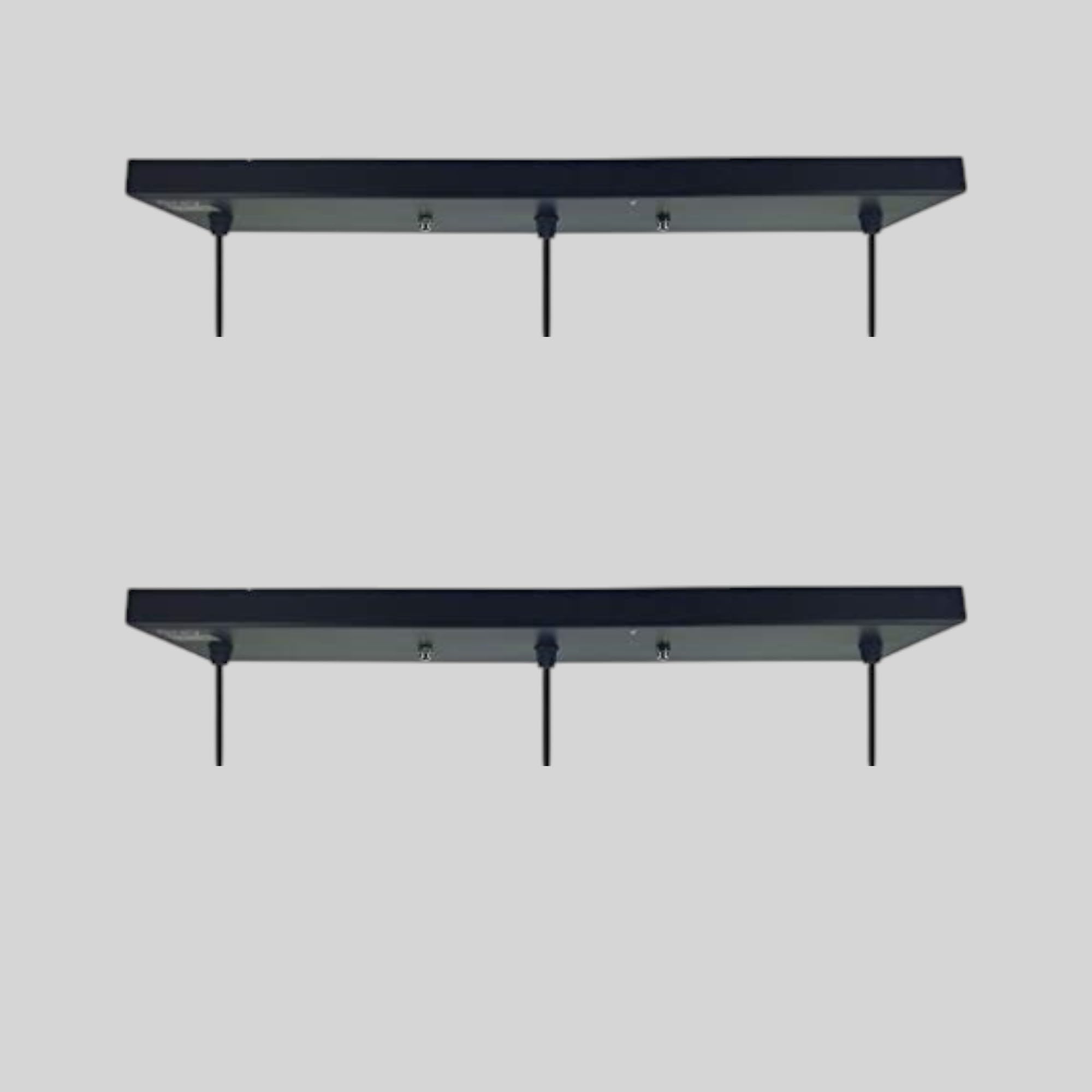 GreyWings Metal Long Base for Hanging Lights, Rectangular 47 cm Ceiling Canopy, Black Finish Lamp Mounting Plate for 3–4 Pendant Lights, Lighting Hardware, Pack of 2-image-34