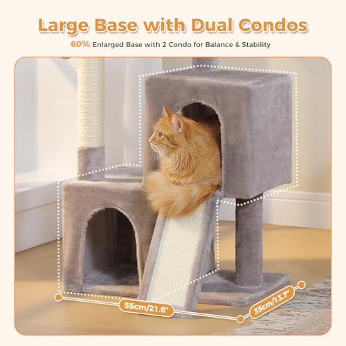 Image of PAWZ Road Cat Tree, 35 inch Cat Tower with Dual Condos for Indoor Cats,Gray