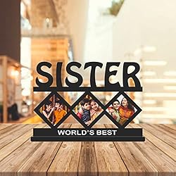 GIFT JAIPUR Sister Personalised Wooden Rectangular Photo Table Top 11 X 9 In – Rakhi Rakshabandhan Bhaidooj Birthday Return Gift For Sister Behen, Tabletop