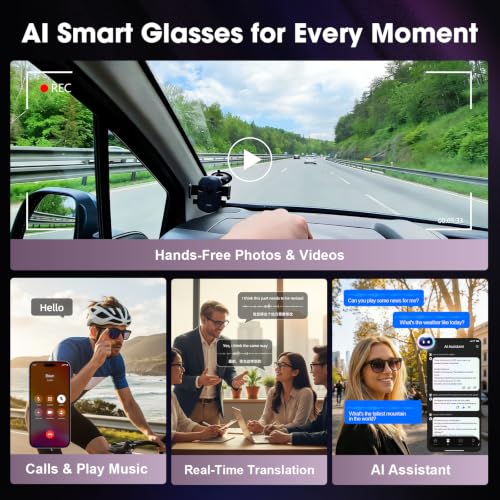 AI Smart Glasses with Camera 8MP HD Camera Glasses for Men Women 1200P 30FPS Video Recordi - image 2