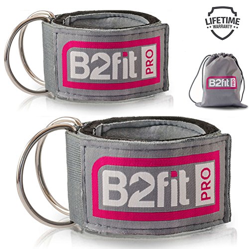 Ankle Straps for Cable Machines by B2FIT PRO - Premium Padded Double D-Ring Ankle Cuffs for Gym Workouts - Fitness Equipment for Leg Exercises, Cable Kickbacks, Glutes, Weight Lifting for Men & Women