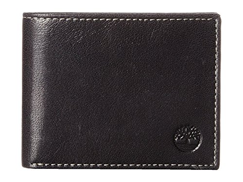 Timberland Men's Leather Passcase Bifold Wallet Hybrid, Black (Hundson), One Size