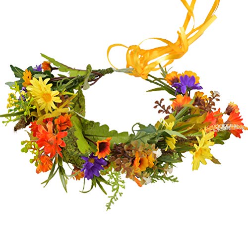 Image of Vivivalue Handmade Adjustable Flower Wreath Headband Halo Floral Crown Garland Headpiece Wedding Festival Party