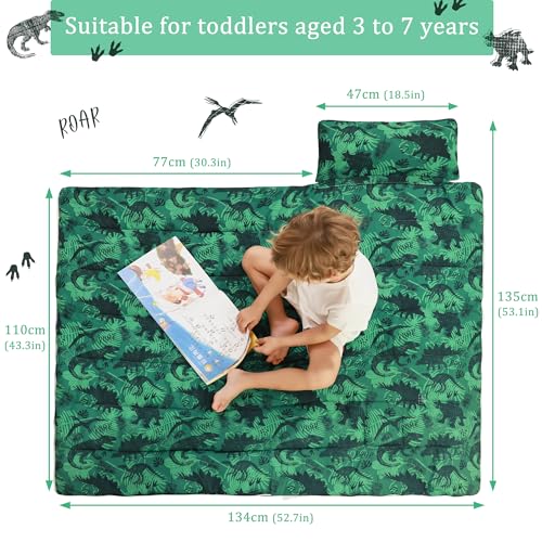 Image of Toddler Nap Mat for Preschool 50''x30'' Sleeping Mat with Removable Pillow and Minky Blanket for Kids Ages 3-7 Roll Up Soft Sleeping Bag for Boys Girls Kindergarten Daycare Sleepover