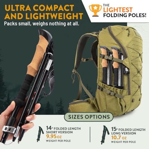 Hiker Hunger Hiking Poles Nordic Walking Sticks – Premium Folding Trekking Poles Collapsible Lightweight – Walking Poles for Seniors Women Men – 2 Pack by Hiker Hunger Outfitters - Image 2
